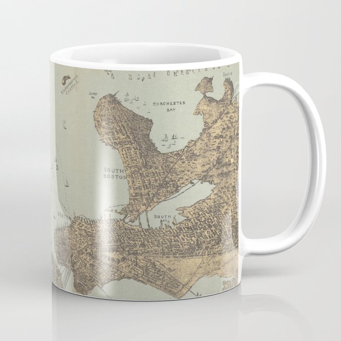 Vintage Pictorial Map of Boston Harbor (1879) Coffee Mug
