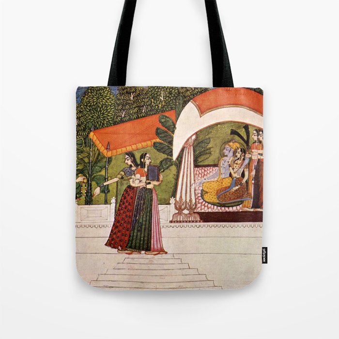 Indian Masterpiece Krishna and Radha in a pavilion portrait painting