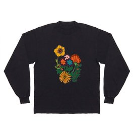 In the Weeds - Retro Floral Blue Long Sleeve T-shirt