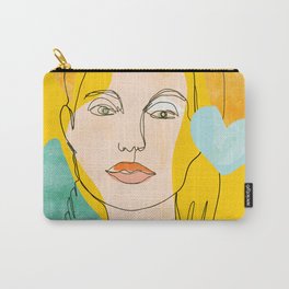 woman face line art minimal illustration Carry-All Pouch