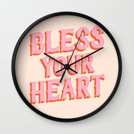 Southern Snark: Bless your heart (bright pink and orange) Wall Clock