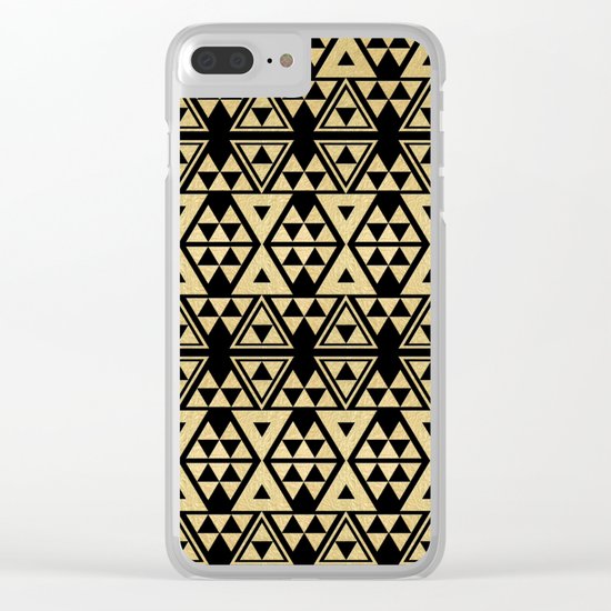 Black and Gold Geometric Pattern 2 Clear iPhone Case