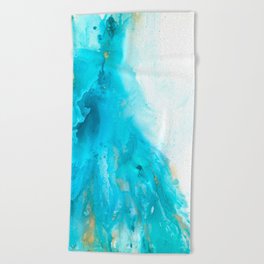 Abstract in Blue and Gold Beach Towel