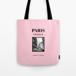 Paris Art Print Paris Poster Pastel Pink Fashion Art Modern Travel Print Eiffel Tower Photography Tote Bag