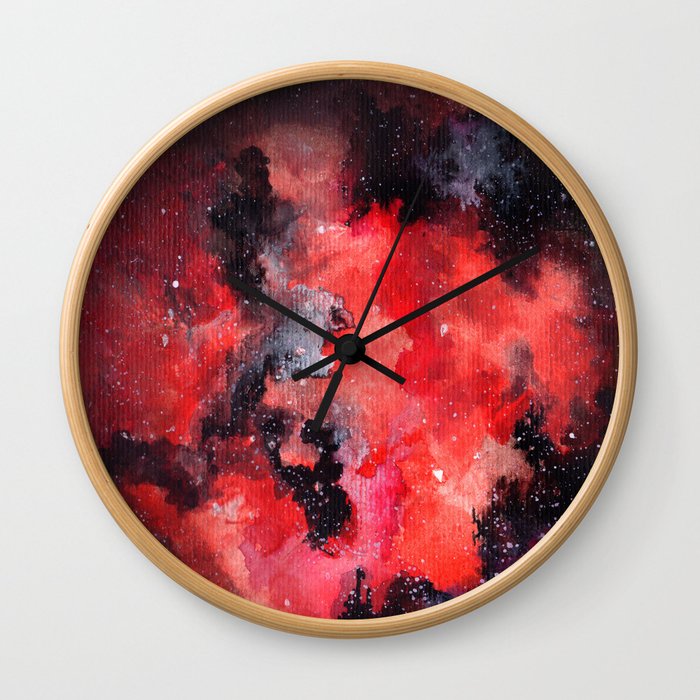 Red Nebula Wall Clock