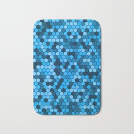 Blue & Black Color Hexagon Honeycomb Design Bath Mat