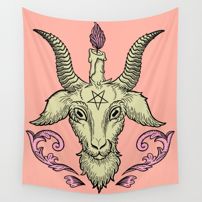 Pink Baphomet Wall Tapestry