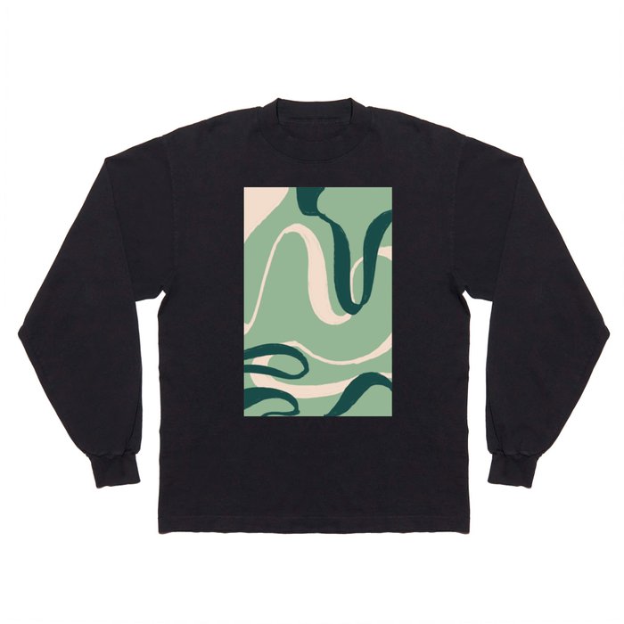 Teal Lines Abstract Long Sleeve T Shirt