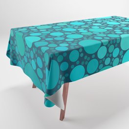 Aqua Blue Bubble Swarm Polka Dot Pattern Design Tablecloth