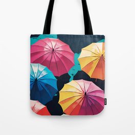 Summer Launch -brightly colored beach umbrellas Tote Bag