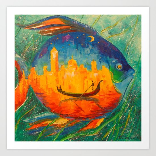 Romantic fish Art Print