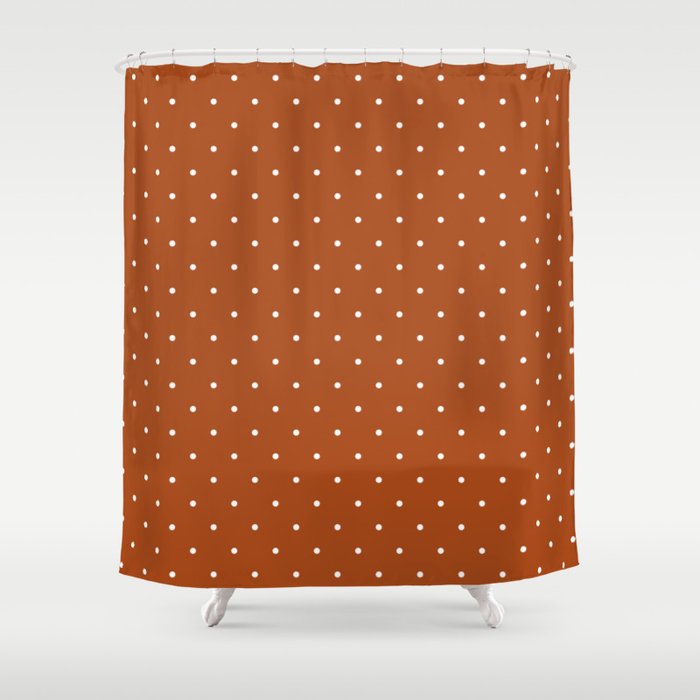 Minimalist Polka Dot Pattern (white/burnt orange) Shower Curtain
