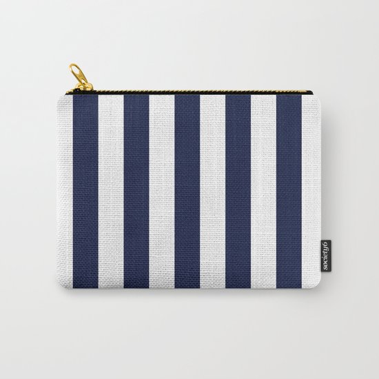 Maritime pattern- darkblue stripes on clear white- vertical Carry-All Pouch
