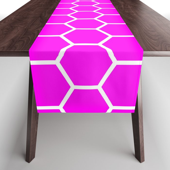 Honeycomb (White & Magenta Pattern) Table Runner