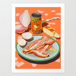 Food Illustration /Plate with Bacon Art Print