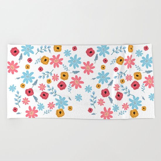 Colors Flowers 3 Beach Towel