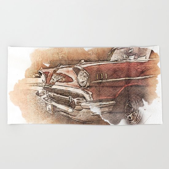 Retro Car Beach Towel