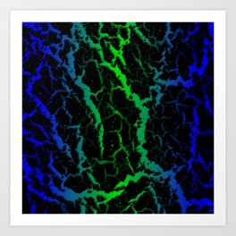 Cracked Space Lava - Blue/Green Art Print