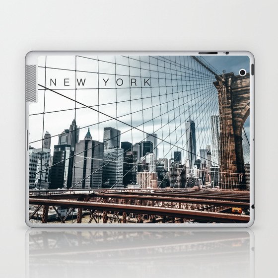 New York City Manhattan skyline and Brooklyn Bridge Laptop & iPad Skin
