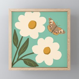 Daisy Flowers and Butterfly  Framed Mini Art Print
