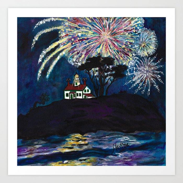 Crescent City Fourth of July Battery Point Lighthouse Art Print by