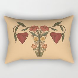 Women's Body Lady Form with Wildflowers Orange Warm Colors Rectangular Pillow