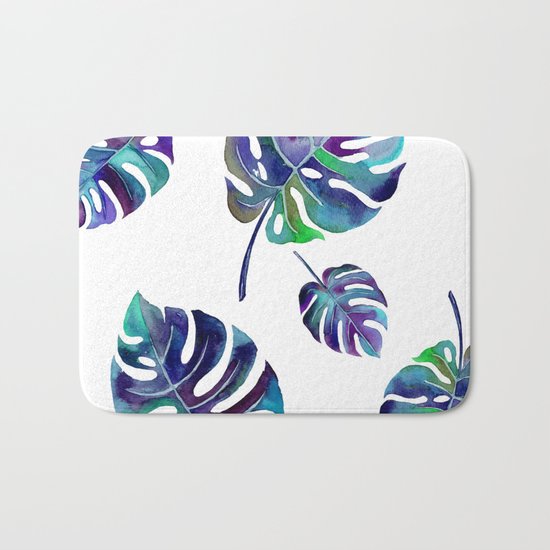 watercolor leaves Bath Mat
