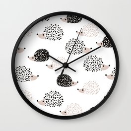 Hedgehog friends black and white spots Wall Clock | Baby, Animal, Spots, Adorable, Summer, Kawaii, Graphicdesign, Kids, Spring, Trend 