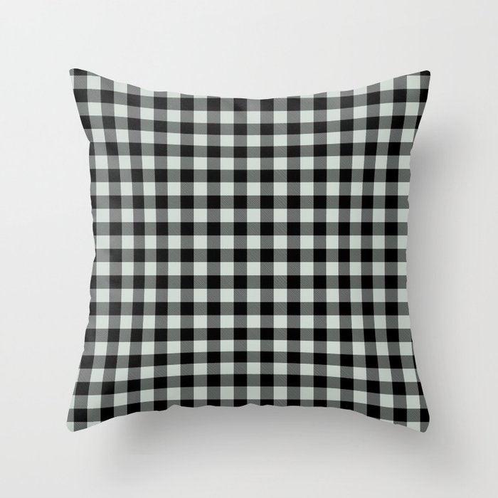 Pastel Green and Black Plaid Checkerboard Pattern Pairs Behr 2022 Color of the Year Breezeway MQ3-21 Throw Pillow