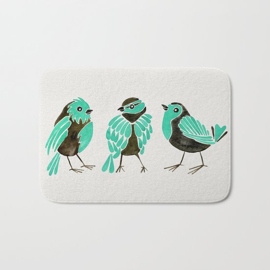 Turquoise Finches Bath Mat