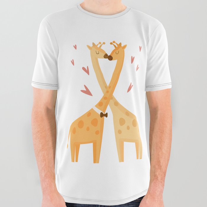Giraffes in Love - A Valentine's Day All Over Graphic Tee