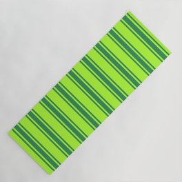 [ Thumbnail: Light Green and Sea Green Colored Lines/Stripes Pattern Yoga Mat ]