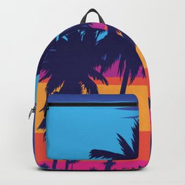 An Evening On The Beach With Palm Trees Backpack | Sunsetartwork, Sunsetwallart, Sunsetsurf, Graphicdesign, Modernart, Urbansunset, Southernartwork, Vintagesunset, Surfingvibes, Vintageartwork 