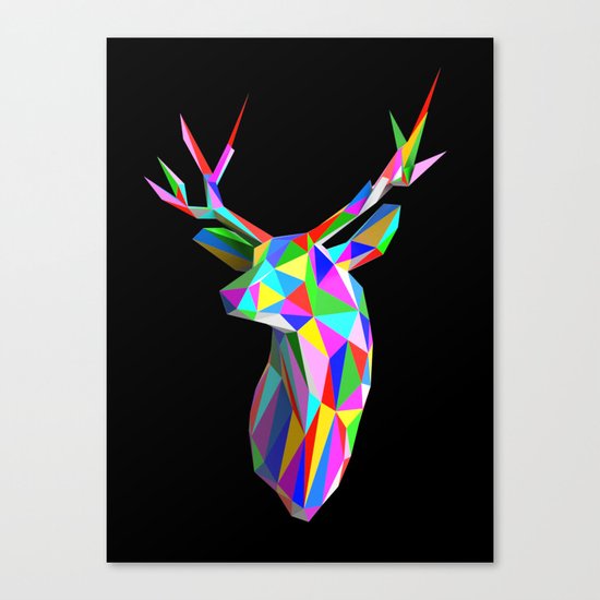 3D Stag Black Background Canvas Print