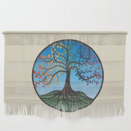 Tree of Life in Rainbow Colored Leaves Wall Hanging
