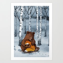 Bear and fox Art Print