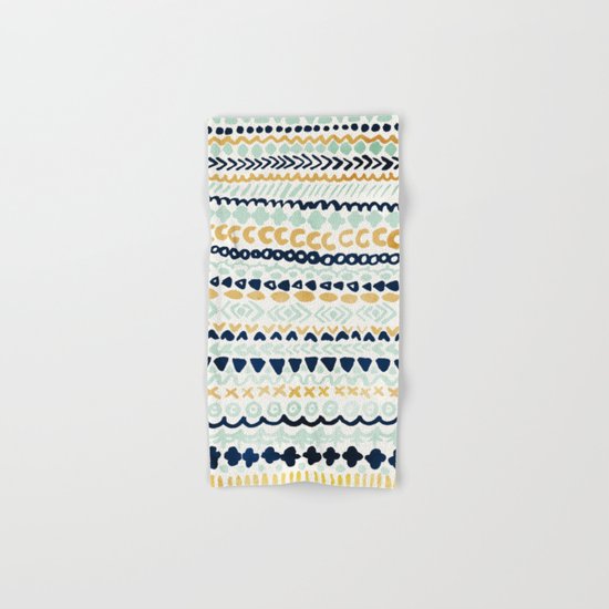 Navy, Teal & Mustard Tribal Hand & Bath Towel