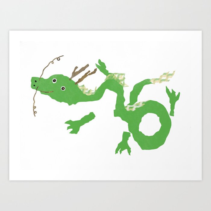 Green Dragon cut out Art Print