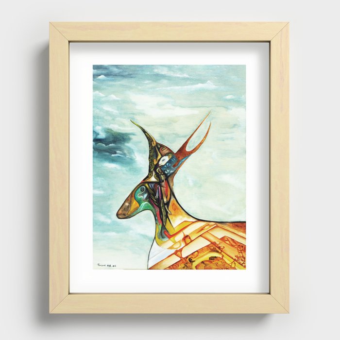 Globalized deer - Oilpainting by Roberto Pavone Recessed Framed Print