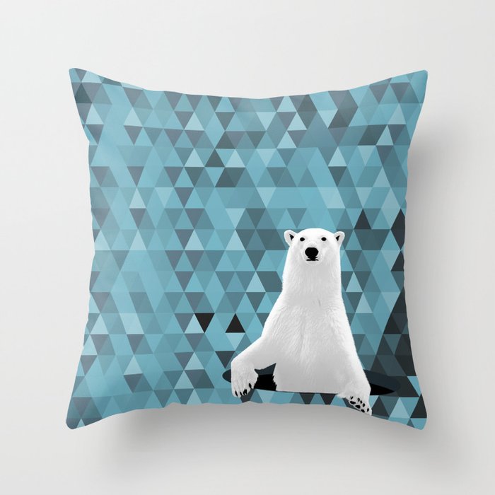 Polar Bear (in a hole in the ice) Throw Pillow
