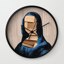 Mona Lisa - blue shining WoodCut Collage 2 Wall Clock