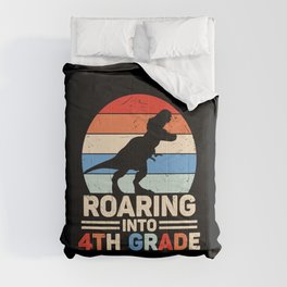 Roaring Into 4th Grade Vintage Dinosaur Comforter