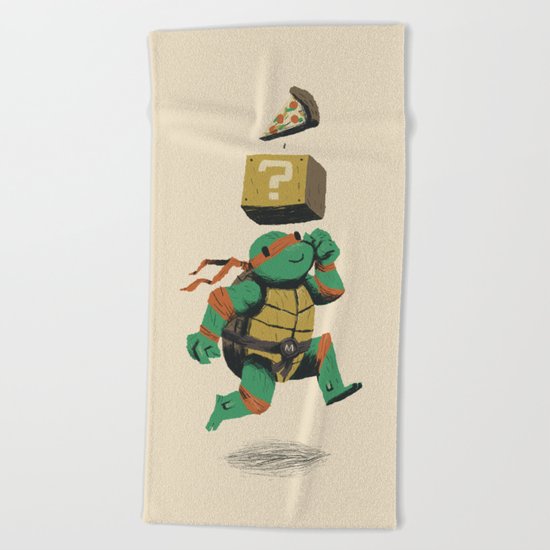 turtle power..up Beach Towel