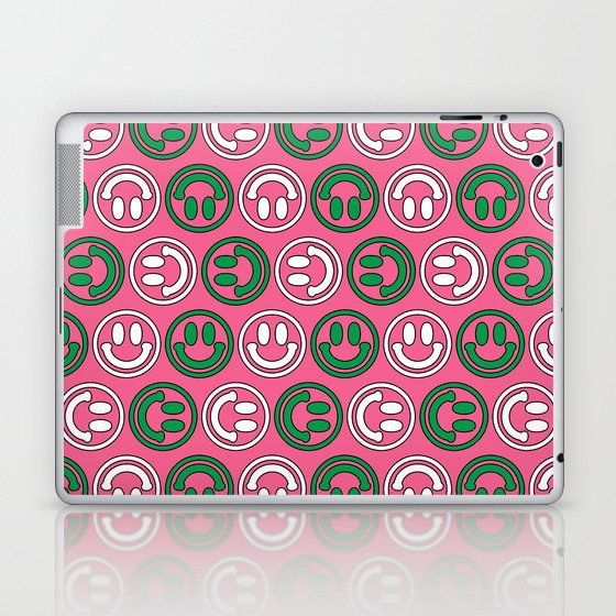 Green & Pink Smileys Pattern Laptop & iPad Skin