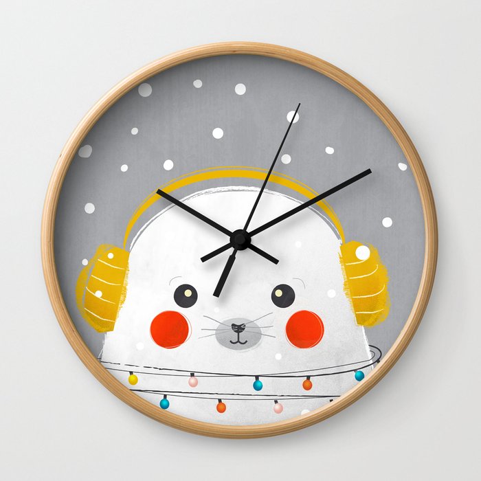 Christmas Baby Seal Wall Clock