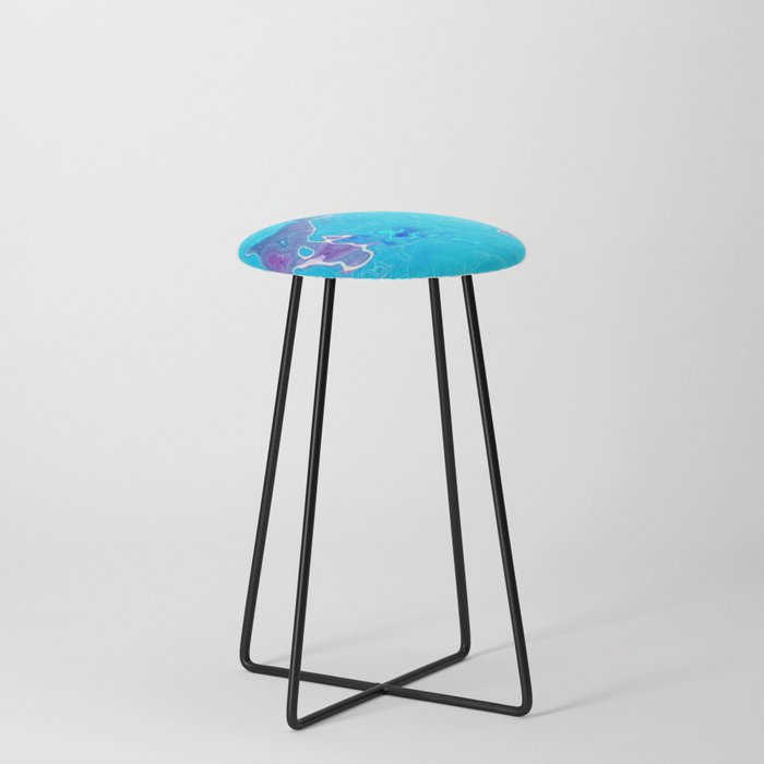 Abstract Marble Painting Counter Stool