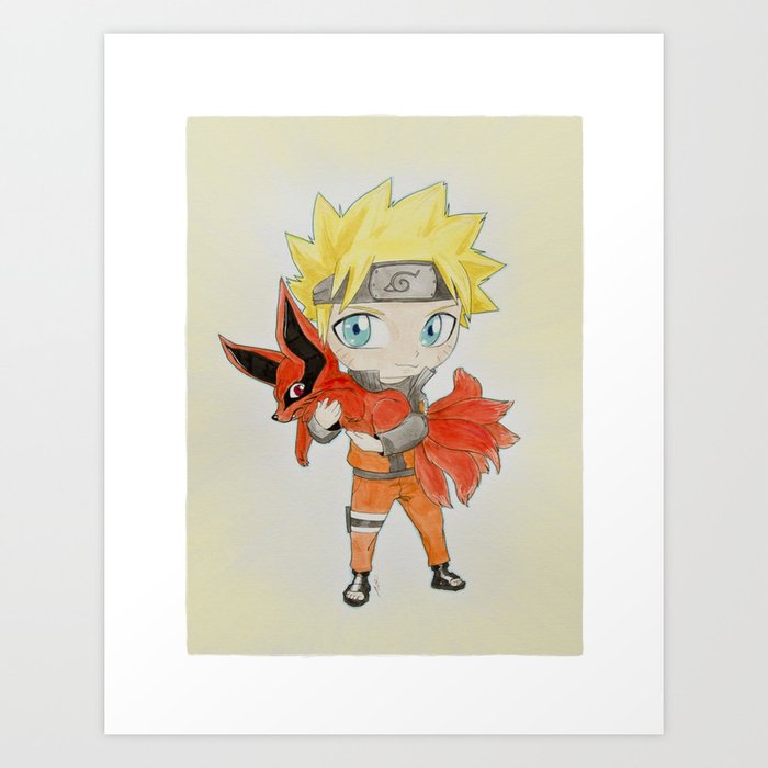 young naruto and nine tails art print by bmxshark society6