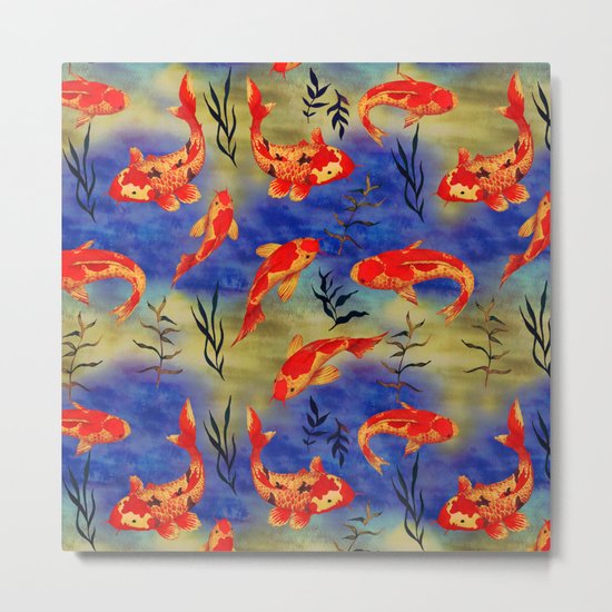The deep water- koi fishes - watercolor Metal Print