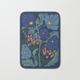Klimt flower dark blue Bath Mat | Garden, Outdoor, Painting, Graphicdesign, Floral, Shapes, Flowers, Art, Illustration, Organic 
