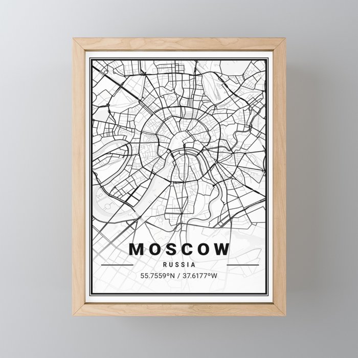 Moscow tourist map Framed Mini Art Print